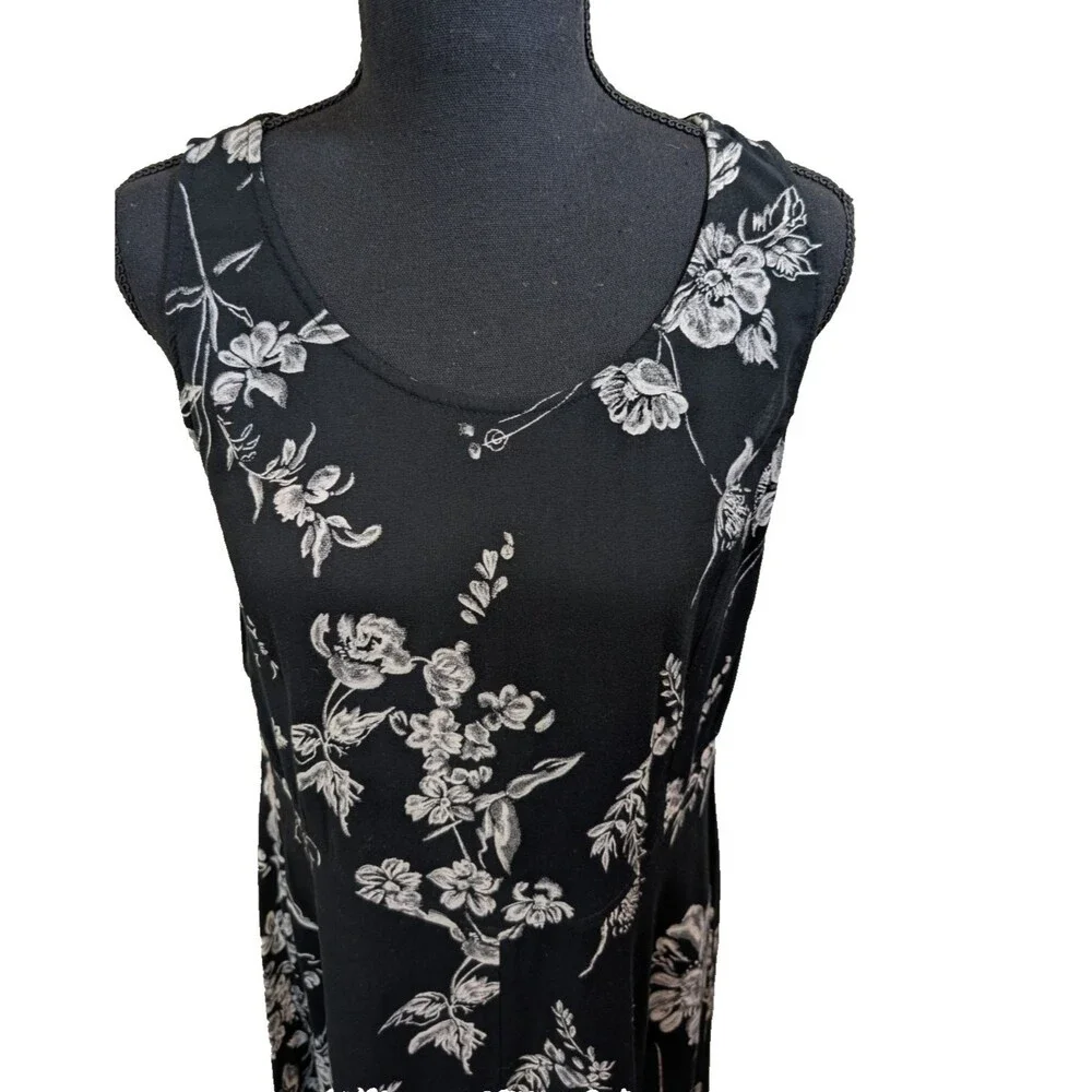 All That Jazz Vintage Maxi Dress Floral 90s Black White Style A13894 Size 11/12